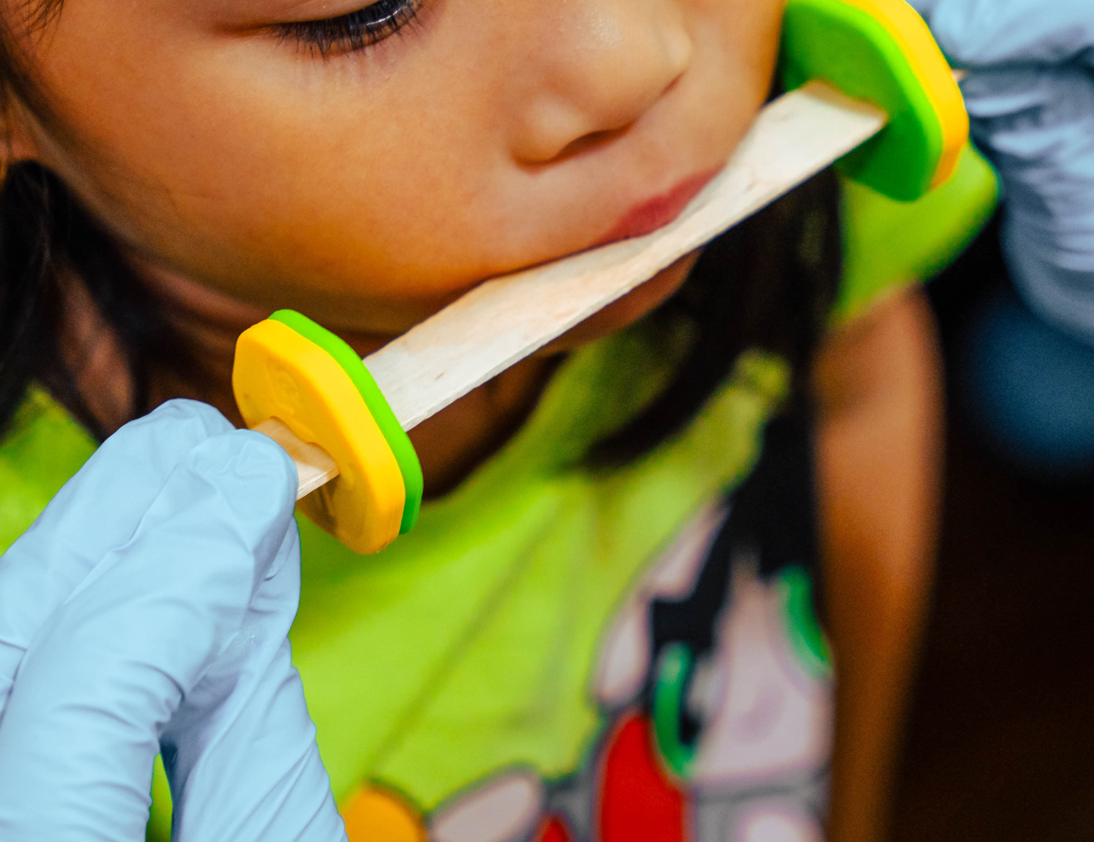Child practising oral movements in oral placement therapy at The Speech Clinic